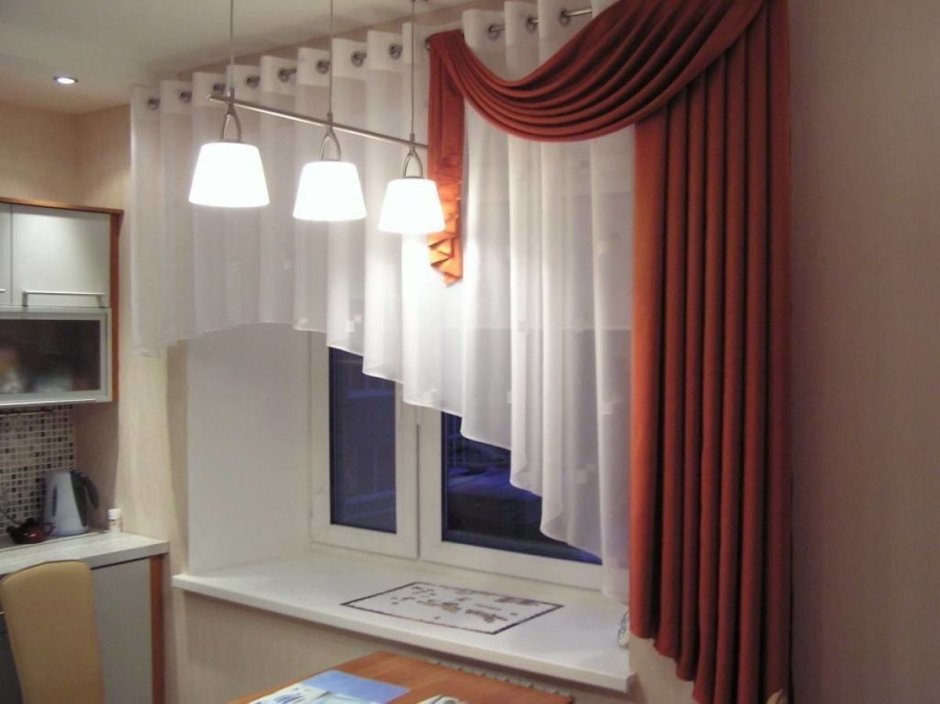 Комплект штор для кухни «иллюзия», 300х150 см, цвет зелёный, принт микс