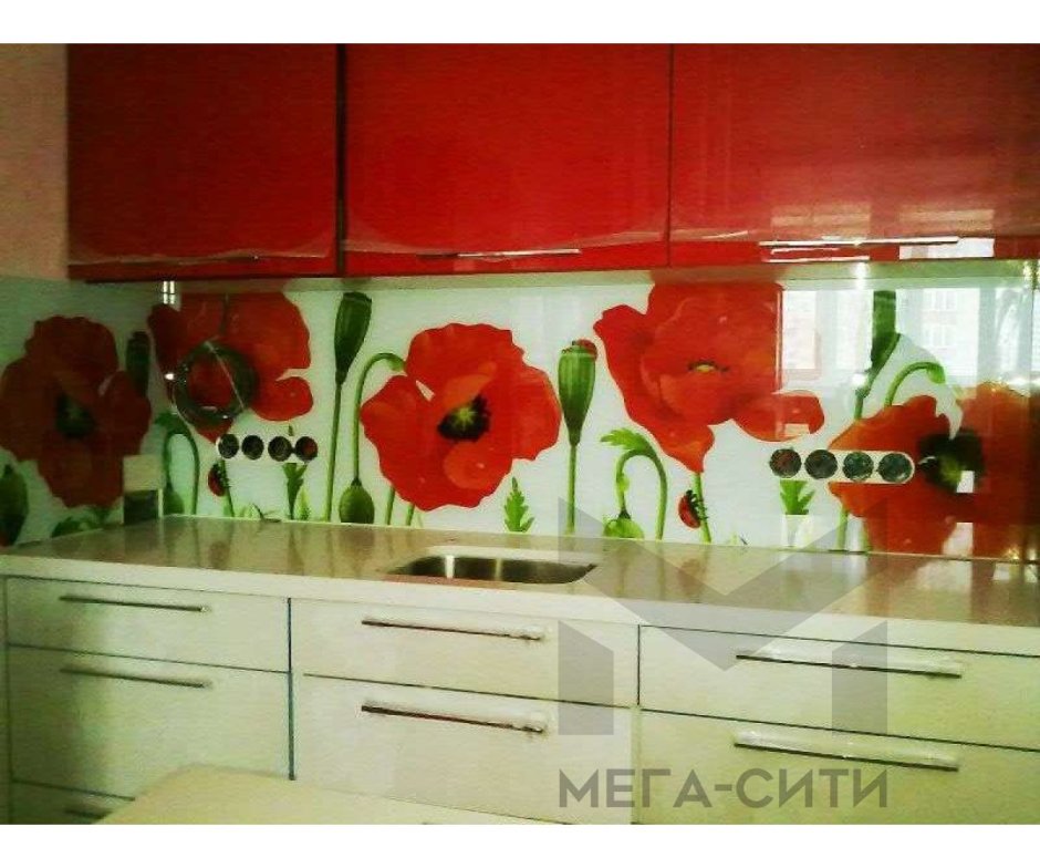 Кухонный фартук скинали маки