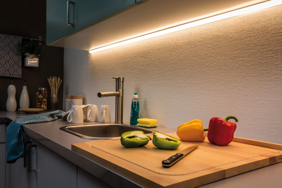 Подсветка для кухни угловая (60 фото)