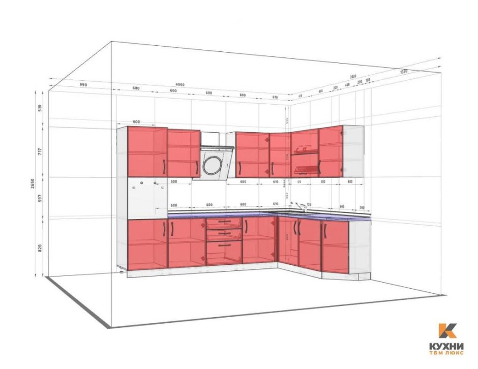 Кухонный мебель угловой 210х200 чертеж с размерами
