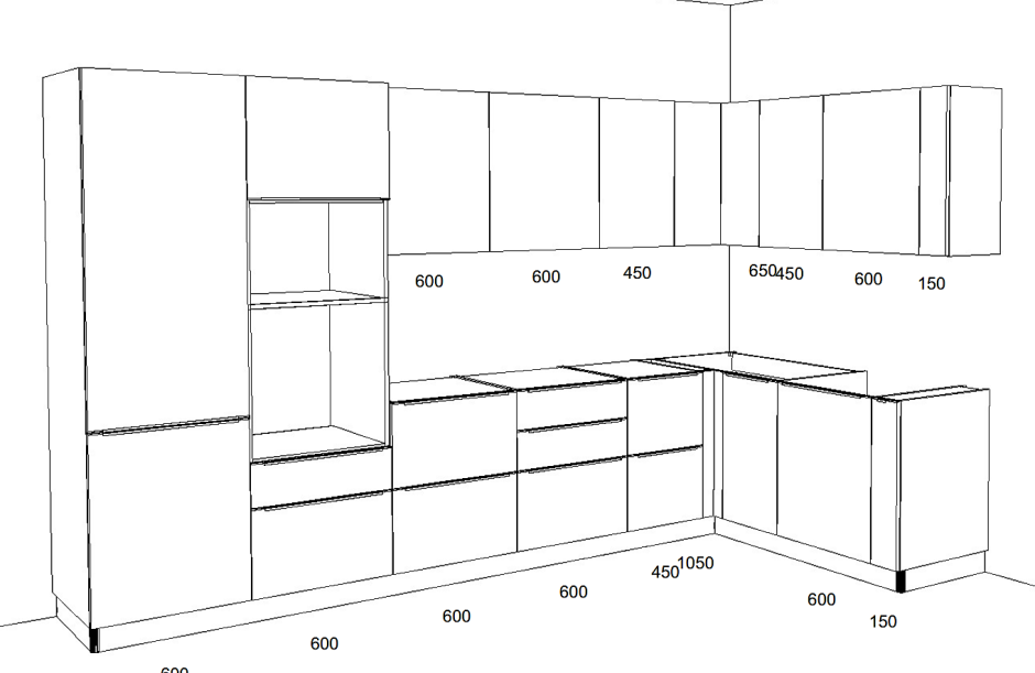 Чертёж угловой кухни Базис
