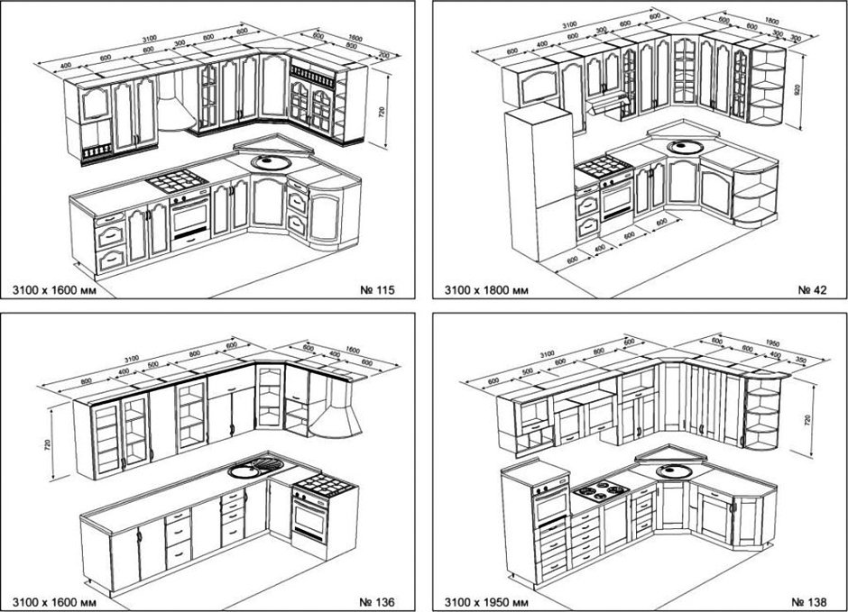 Кухни угловые 3м с окном чертеж