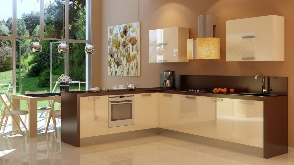 Цвет капучино в интерьере кухни