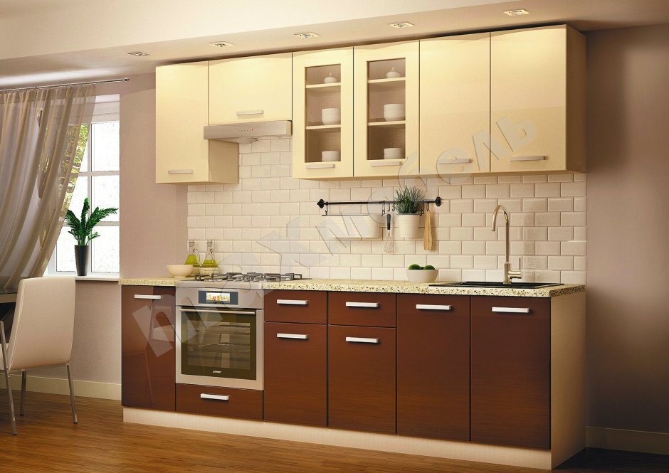 Кухонный гарнитур коричневый