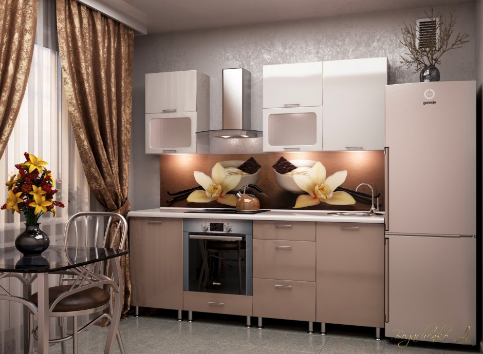 Кухня молочного цвета