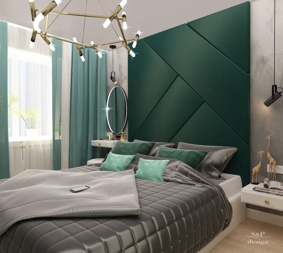 Кровать зеленого цвета