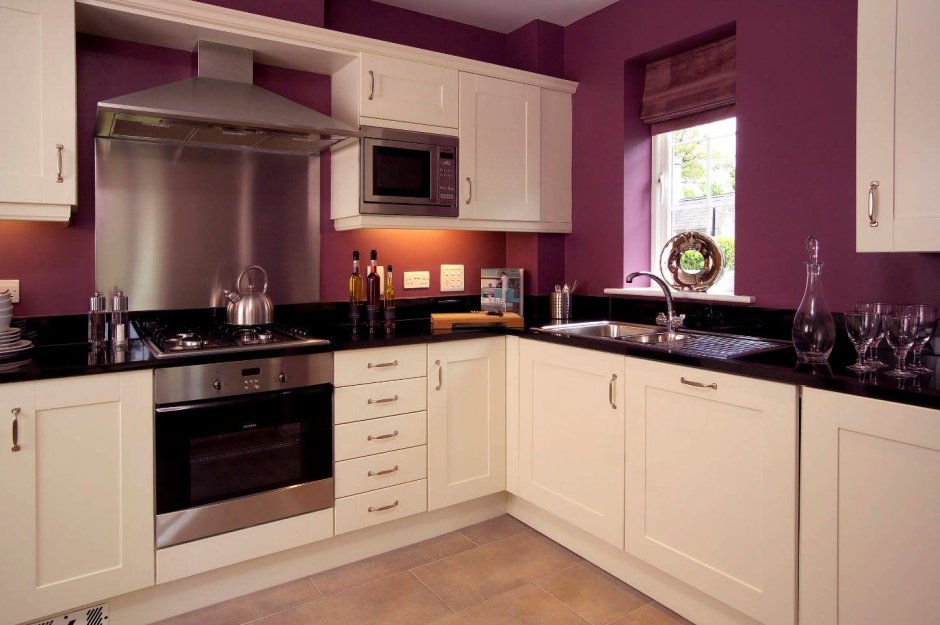 Фиолетовые стены на кухне (87 фото)