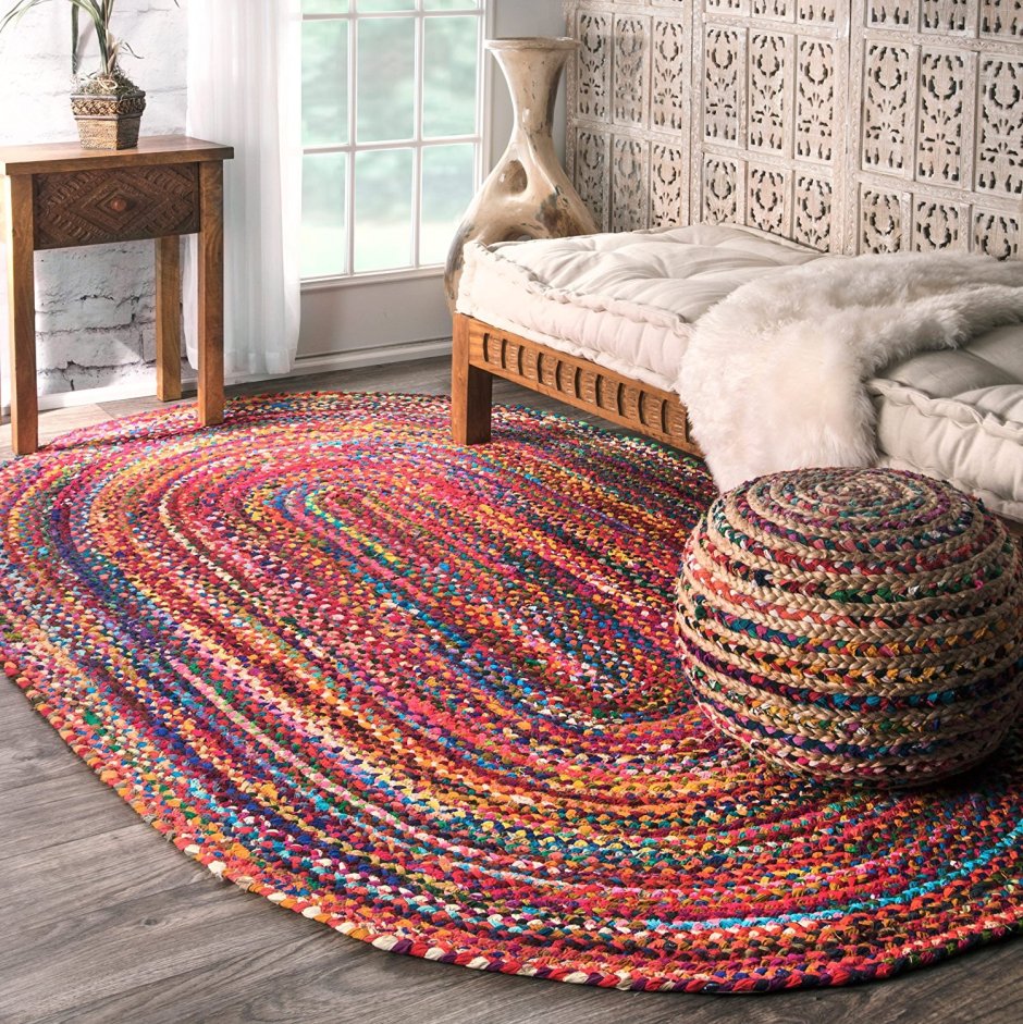 Круглые плетеные коврики