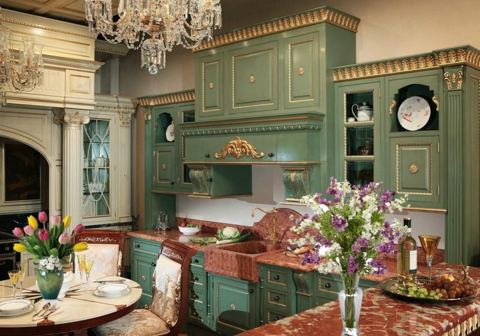 Zelyonie кухни стиль Кантри