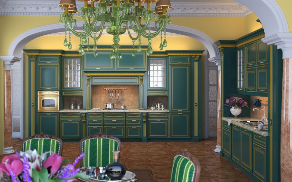 Изумрудная кухня икеа