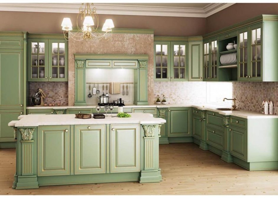 Кухня Прованс зеленая Лорен