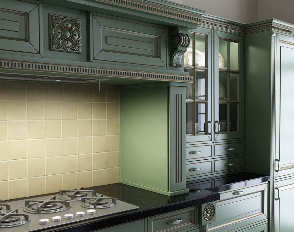 Кухня Неоклассика фисташковая