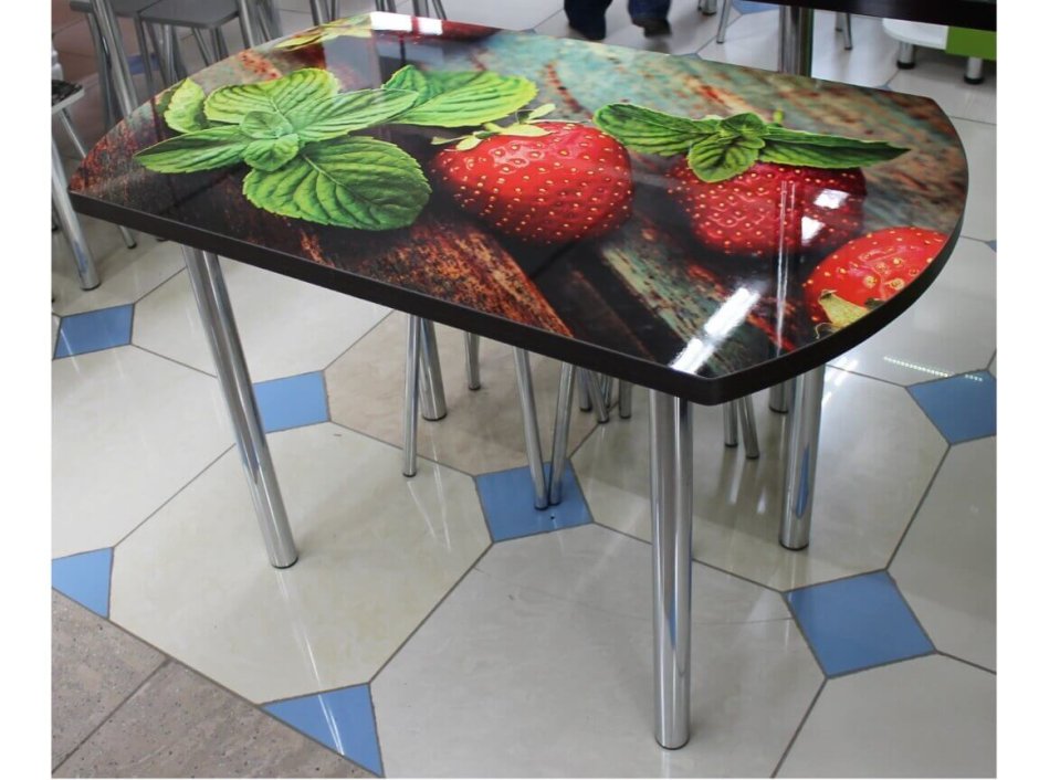 Стеклянные столы с фотопечатью для кухни