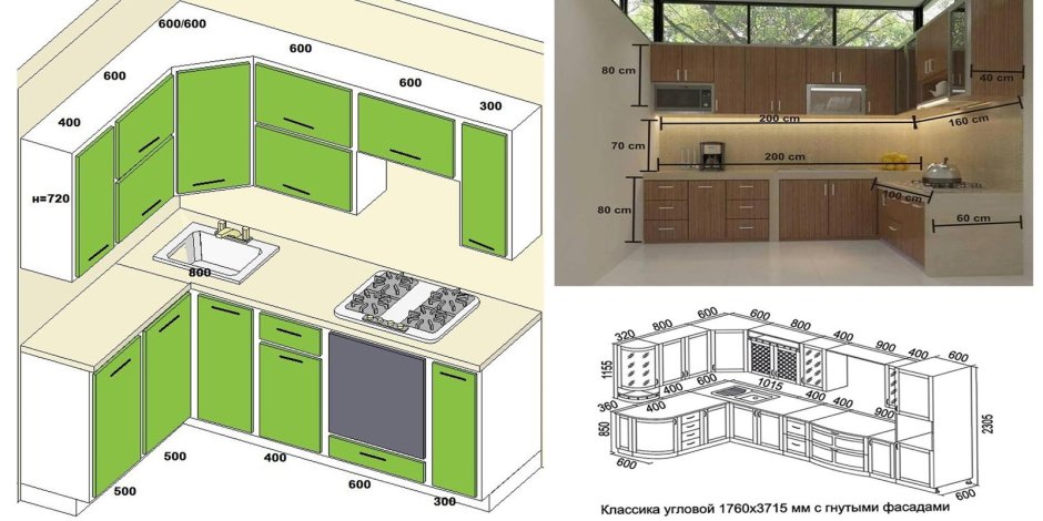 Кухонный мебель угловой 210х200 чертеж с размерами