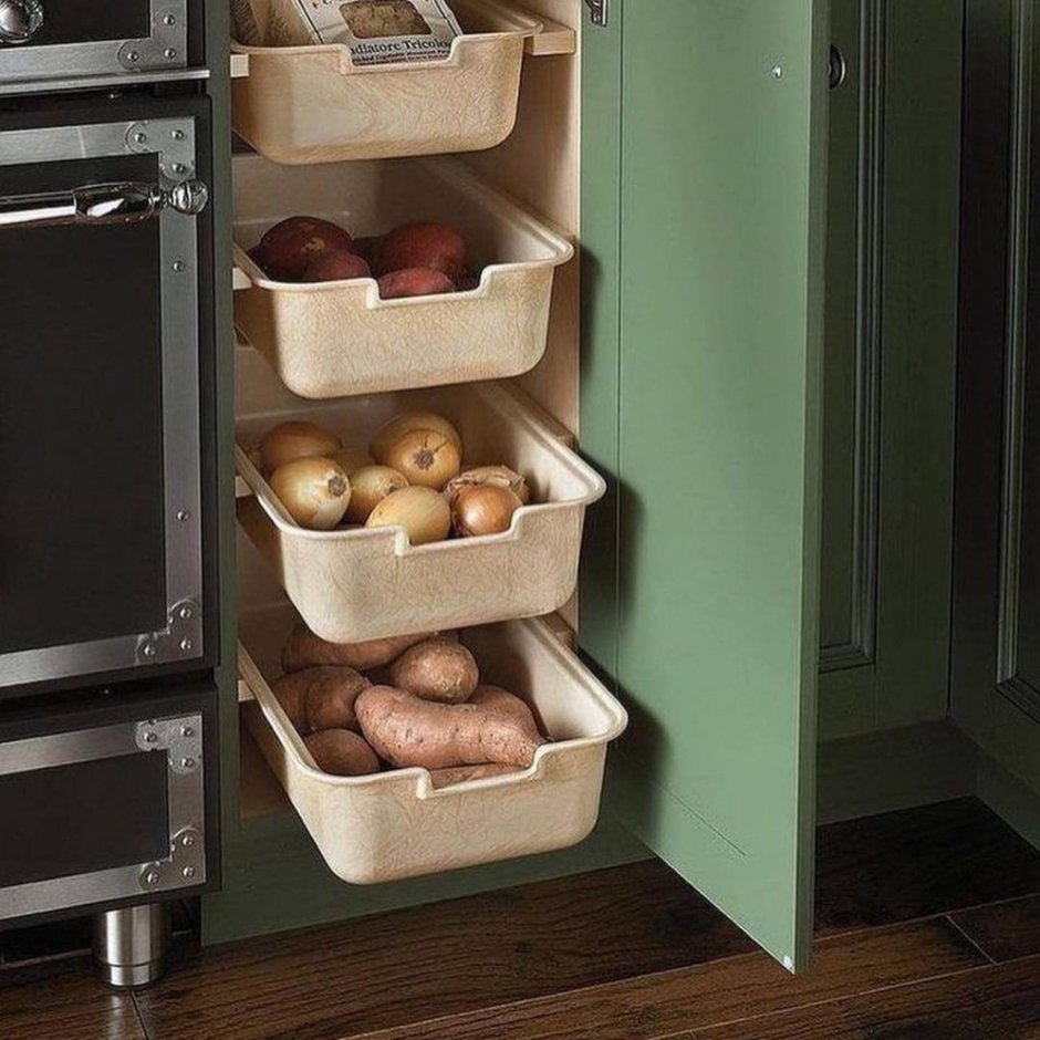 Вертикальные выдвижные ящики для кухни
