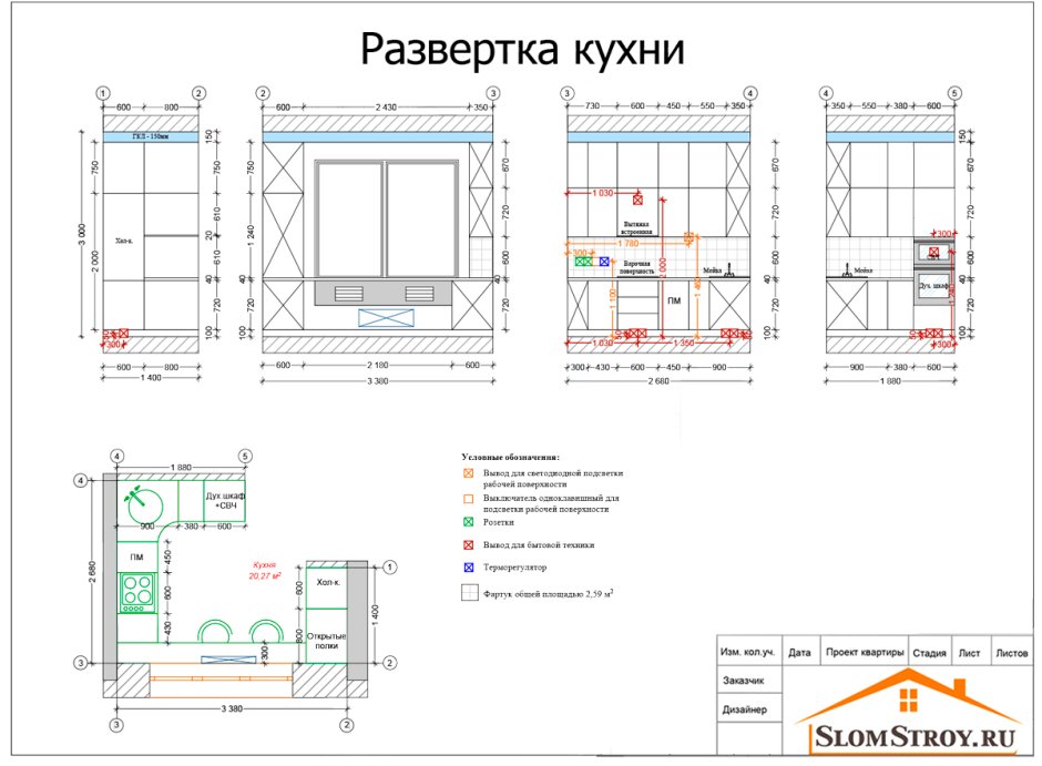 Развертки кухни архикад