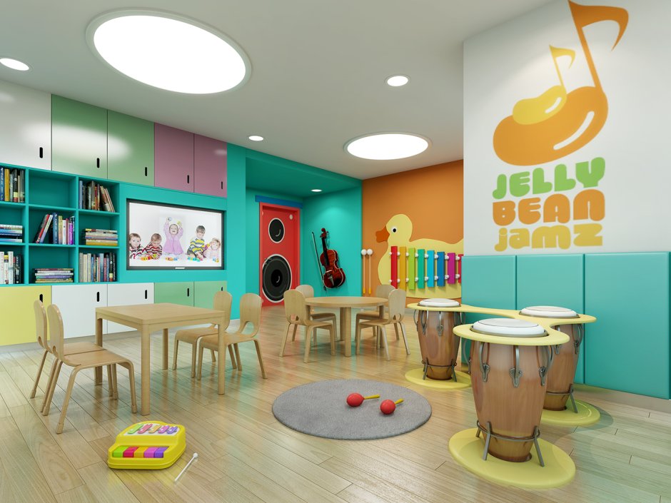 Дизайн детской комнаты с площадкой