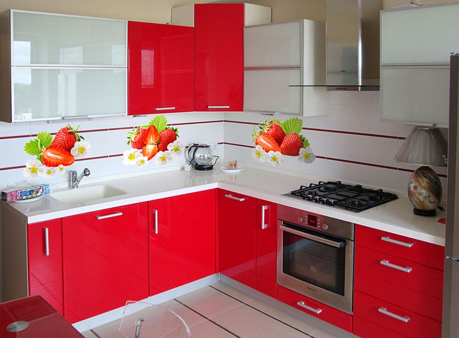 Стеновая панель для красной кухни