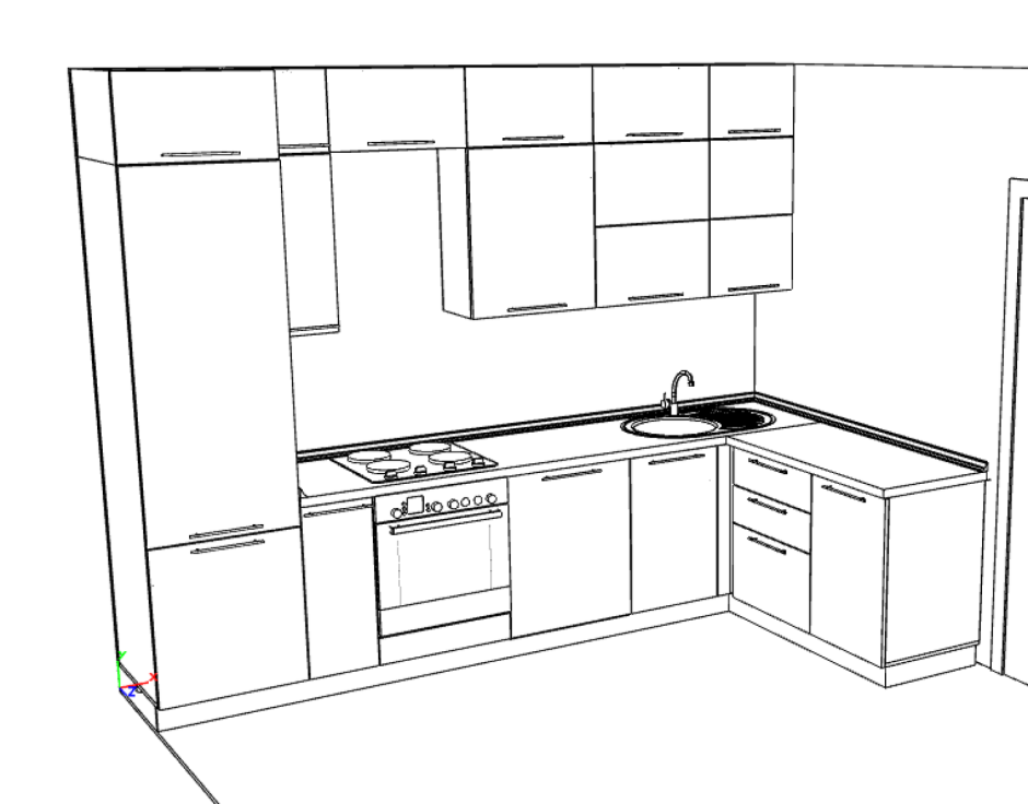 Кухонный гарнитур эскиз с размерами