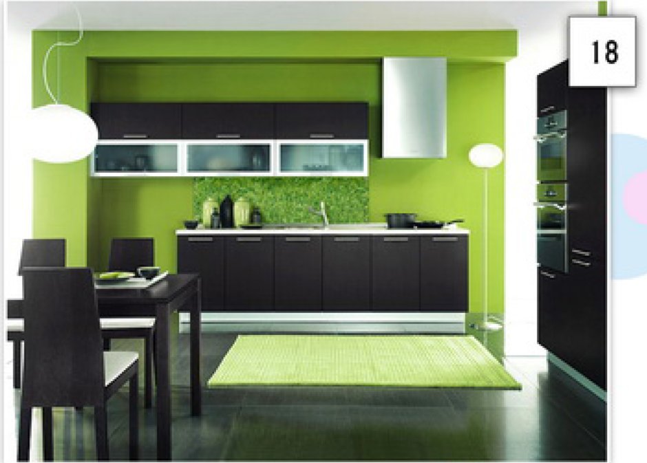 Зеленые стены на кухне