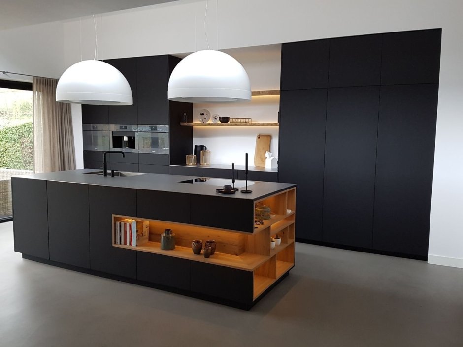 3d кухня черного цвета