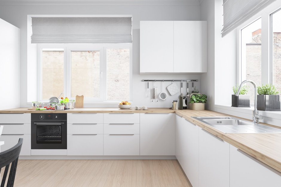 Ikea белые фасады кухня Скандинавский стиль