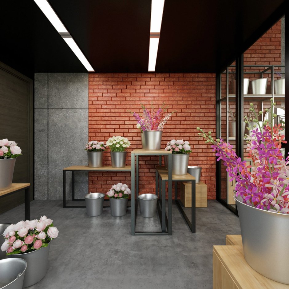 Интерьер цветочного магазина лофт