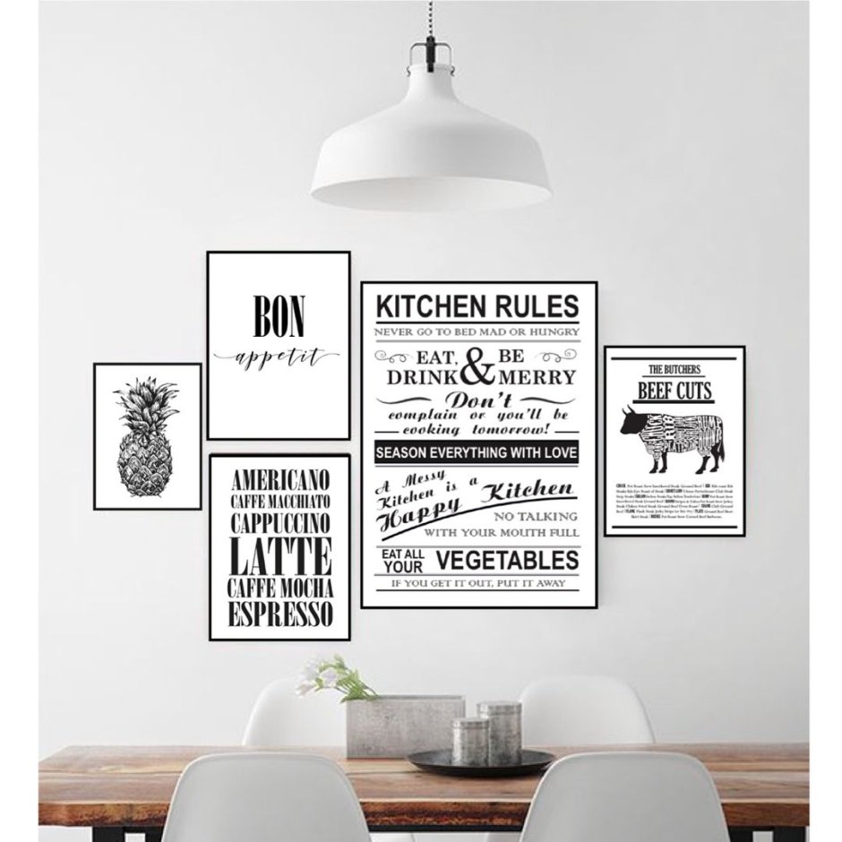 Постеры на кухню черно белые