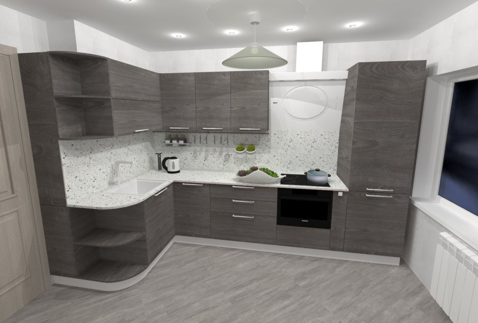 Кухни с вентиляционным коробом п111м