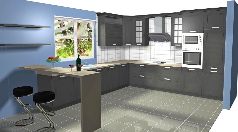 Кухня классическая угловая с внешним углом