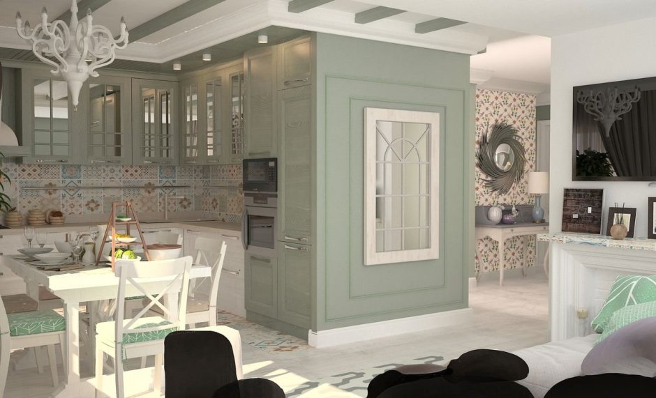 Интерьер кухни гостиной в прованском стиле