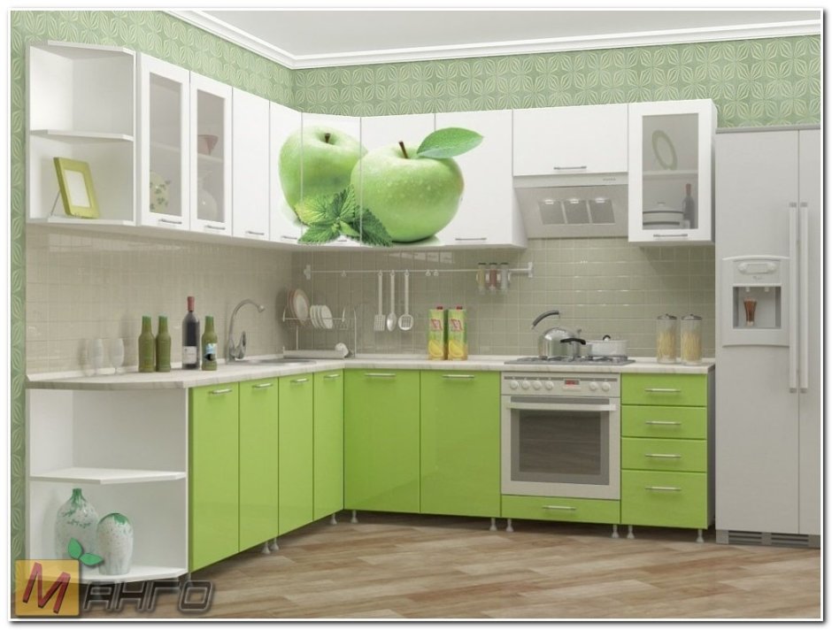 Угловая кухня синяя