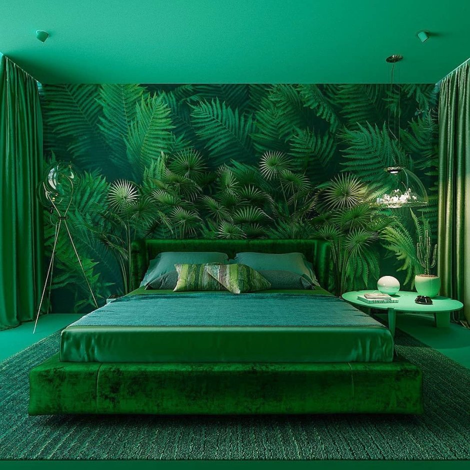 Кровать изумрудного цвета