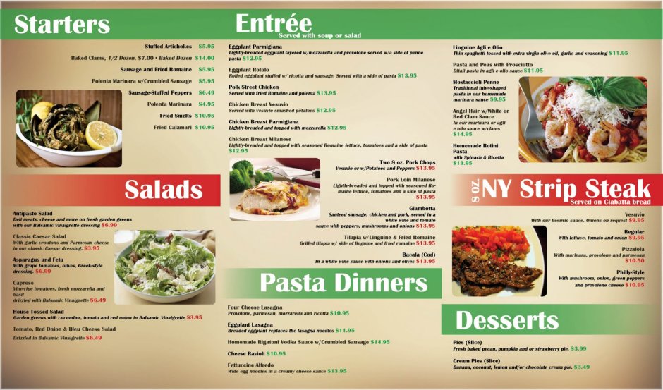 Ресторан Италия меню