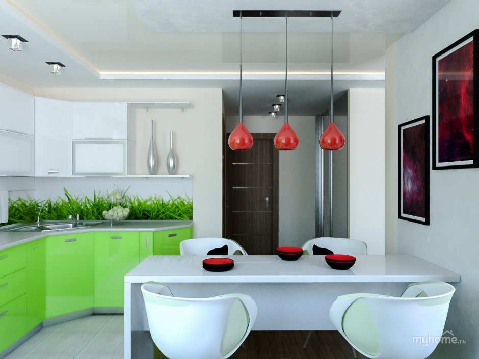 Кухонный гарнитур зеленый