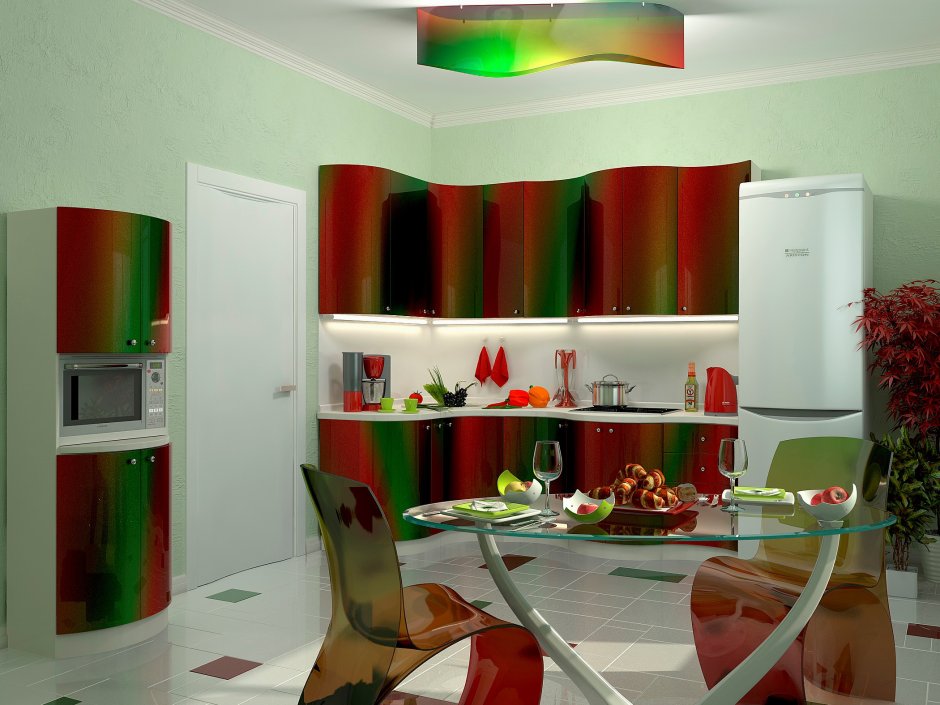 Кухня в зеленых тонах