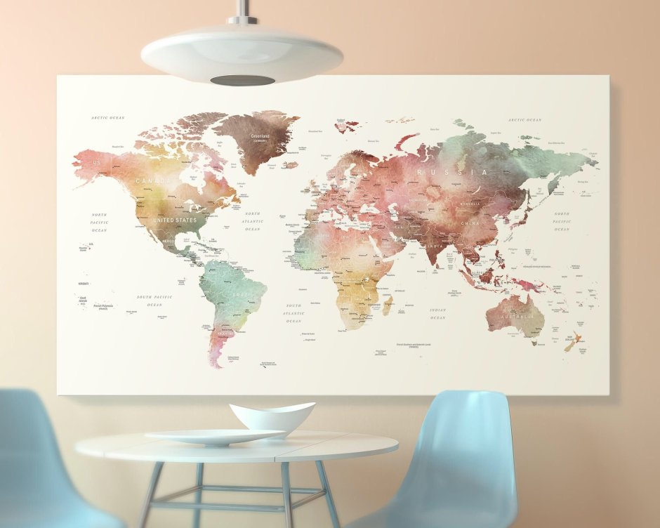 Красивая карта мира на стену