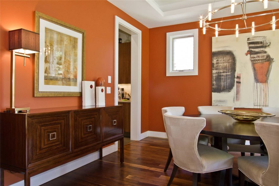 Терракотовый цвет стен на кухне (58 фото)