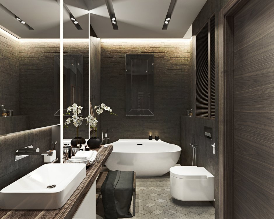 Лучшие интерьеры с отдельно стоящей ванной комнаты 2021