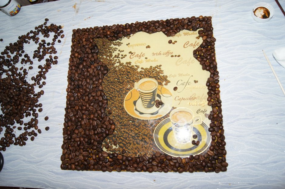 Панно из кофейных зерен на кухню (86 фото)