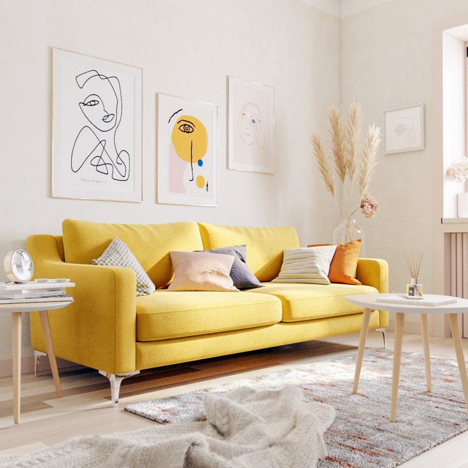Аскеста 3-местный диван-кровать Шифтебу желтый