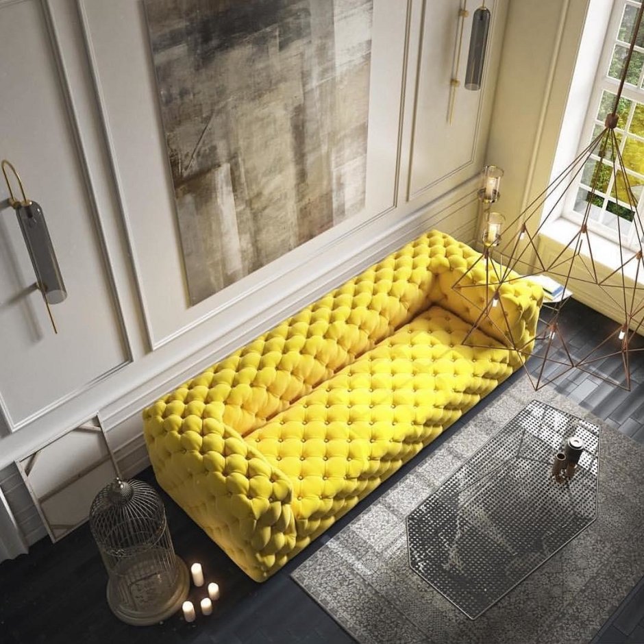 Желтый дизайнерский диван