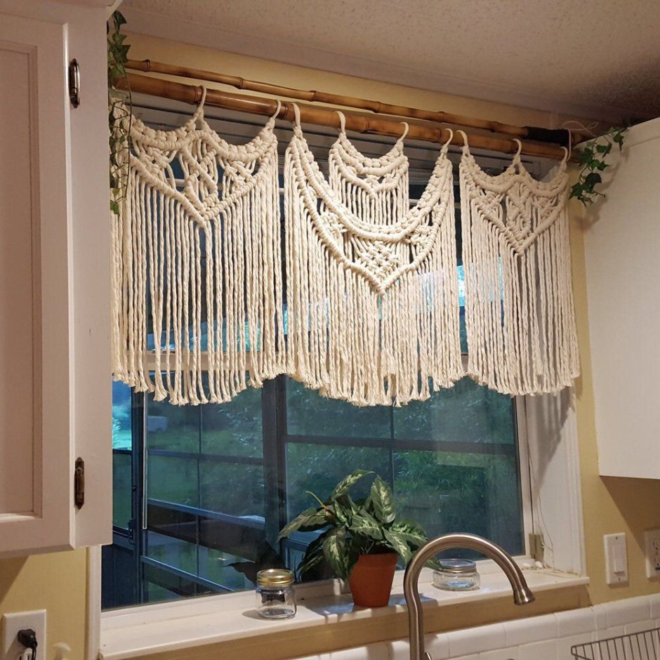 Макраме шторы на окна кухонные