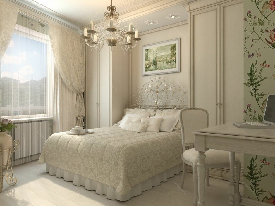 Интерьер маленькой спальни в классическом стиле (63 фото)