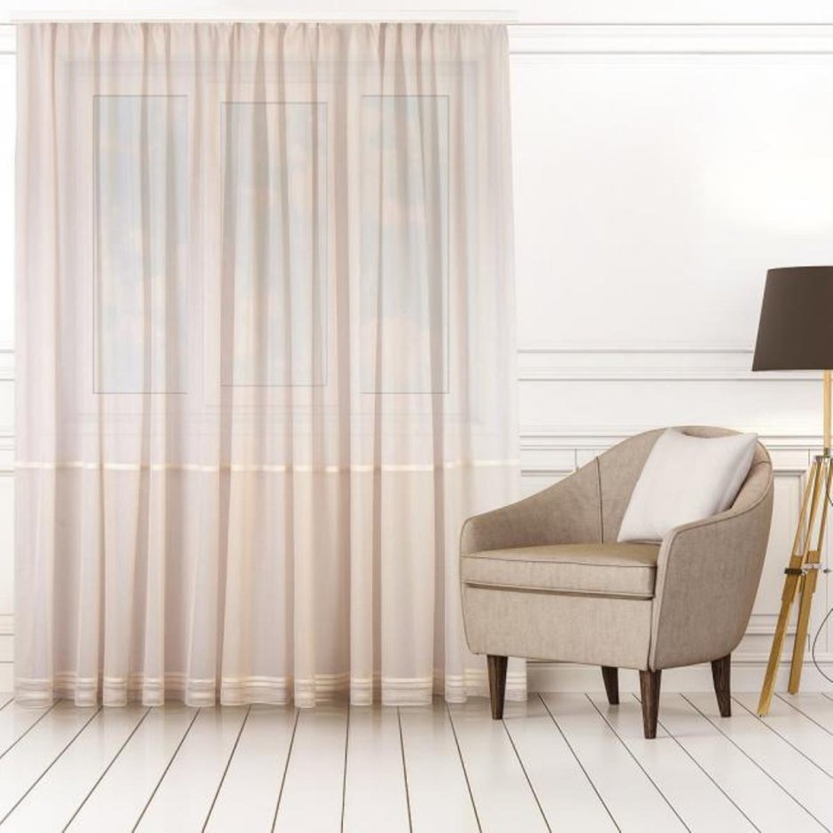 Занавески в гостиную из сетки в современном стиле