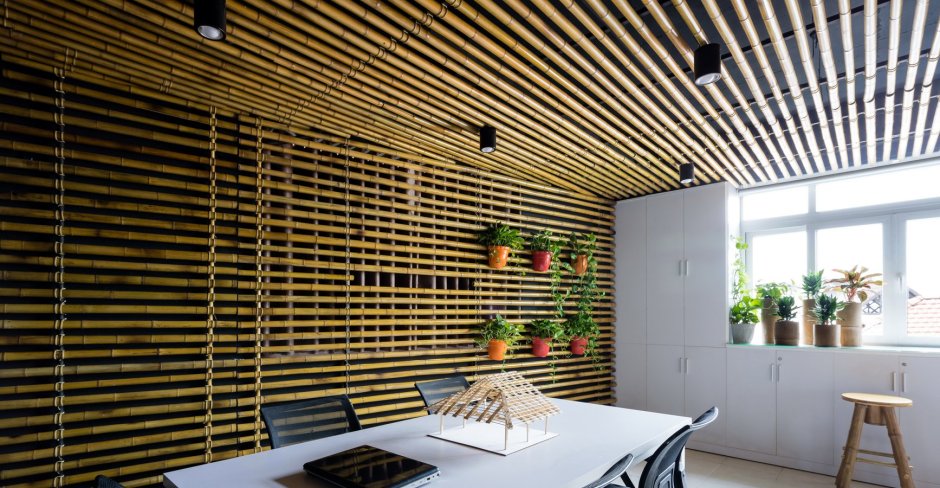 Деревянные рейки в интерьере кухни