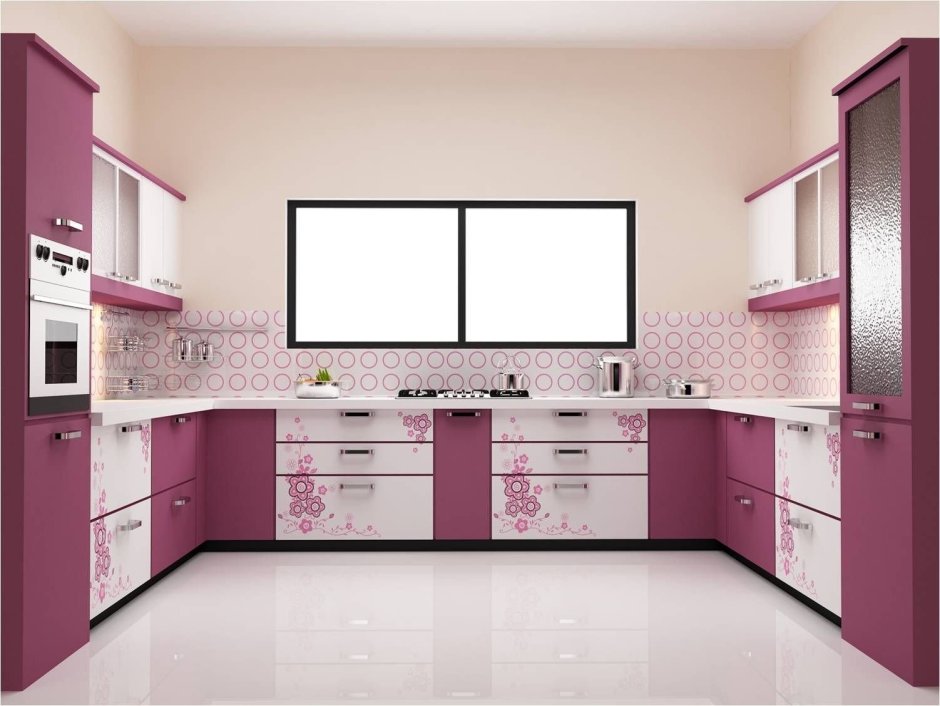 Кухни в розовом цвете,цвет фуксия