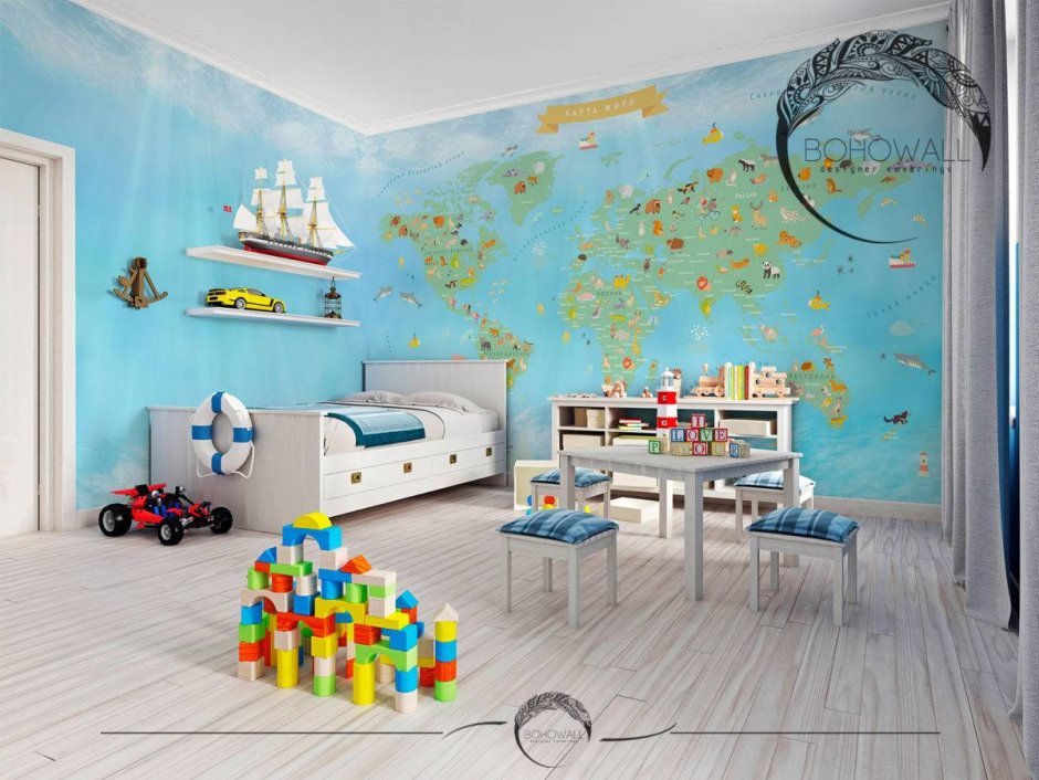Детская комната с географической картой
