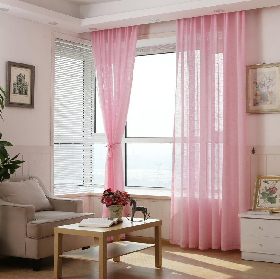 Серо розовые шторы
