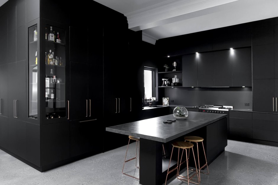 Кухня в темных тонах в современном стиле